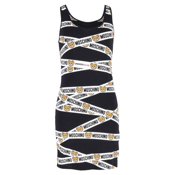 Moschino Dresses & Skirts - Moschino Bear Logo Tape Fitted Mini Dress in Black Cotton
